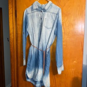 Long sleeve denim shirt dress
